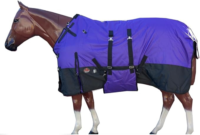 HILASON 1200D Winter Waterproof Poly Horse Turnout Blanket Belly Wrap Purple | 69 in