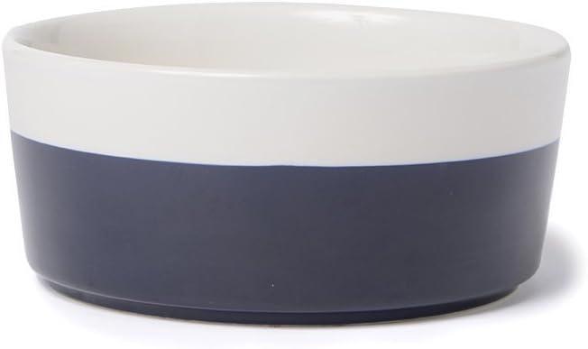 Waggo Dipper Ceramic Dog Bowl for Small and Large Breeds - Heavyweight and Durable Pet Food and Water Dish Crock, Dishwasher Safe, Modern (Midnight, Small)