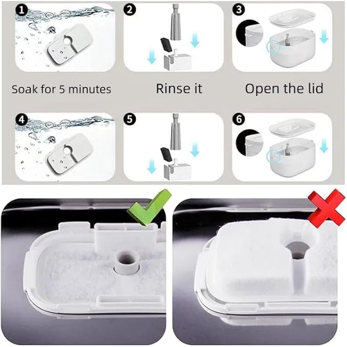 Cat Water Fountain Filter 12 Pack Filters+24 Spongges,Pet Fountain Filters Replacement, Cat Fountain Filter Replacement Kit for Petlibro (White, 12 pack)