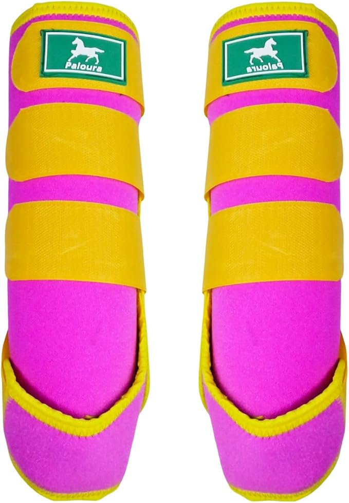 Equine Sport Horse Boots Set of 4 – Neoprene Leg Protection with Durable Hook & Loop Straps, Breathable & Comfortable Fit for Training, Riding, and Performance(Pink, Large)