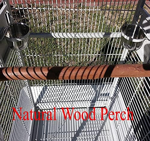 Extra Large Elegant Wrought Iron Play Top Bird Parrot Cage for African Grey Quaker Amazon Parrot Cockatiel Sun Green Cheek Conure Cockatoo Rolling Stand (28" L x 22" W x 65" H, White Vein)