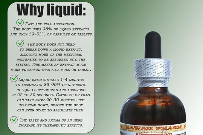 Queen's Root Alcohol-Free Liquid Extract, Queen's Root (Stillingia Sylvatica) Dried Root Glycerite Natural Herbal Supplement, Hawaii Pharm, USA 2x2 fl.oz