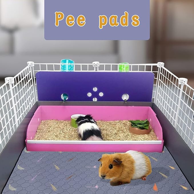 2Pcs Guinea Pig Cage Liners,Guinea Pig Fleece Cage Liners24''X60'' Super Absorbent Washable Pee Pads Reusable for Rabbit Hamster Chinchilla