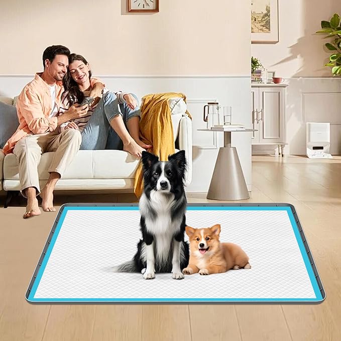 Pee Pad Holder for Dogs, 34" x 22" Silicone Pee Tray Mat Leak-Proof, High Edge, No Spill Pet Pad Holder for Puppy, Cat, Rabbit, Training Pads for Floor Protection, No Pee Pads (Dark Grey)