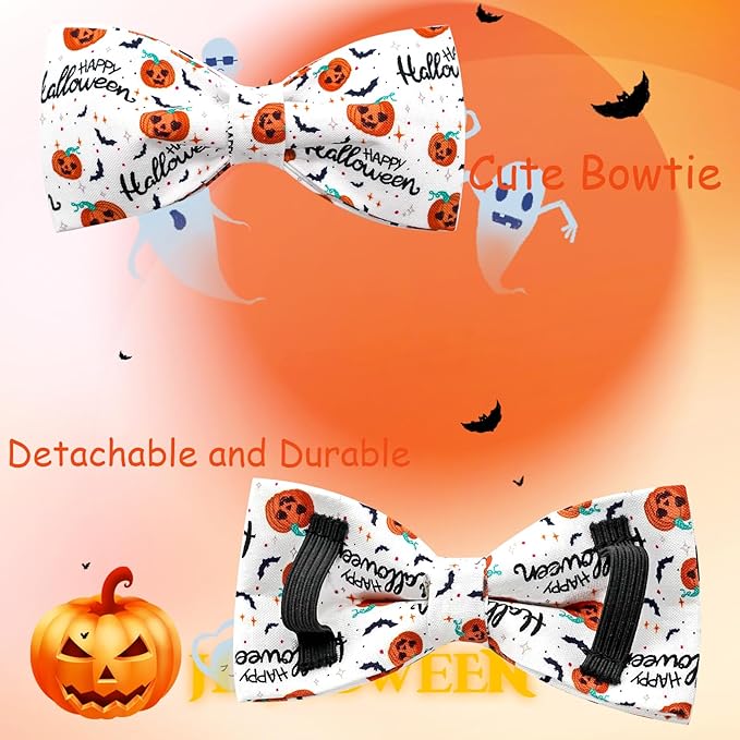 Halloween Dog Collar, Pet Collar Bow Pumpkin Pet Collar Girl Boy Holiday Collars Gift Bow Cute Soft Puppy Collars for Small Dogs