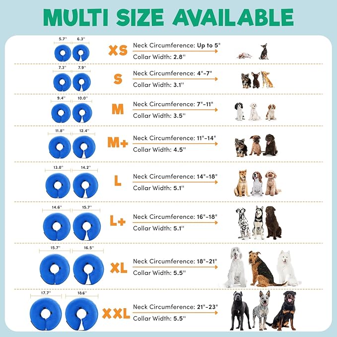 BENCMATE Inflatable Dog Cone Collar Alternative, Soft Dog Cone for Small Medium Large Dogs and Cats, Neck Recovery ECollar Donut Collar After Surgery (XXLarge, Navy Blue)
