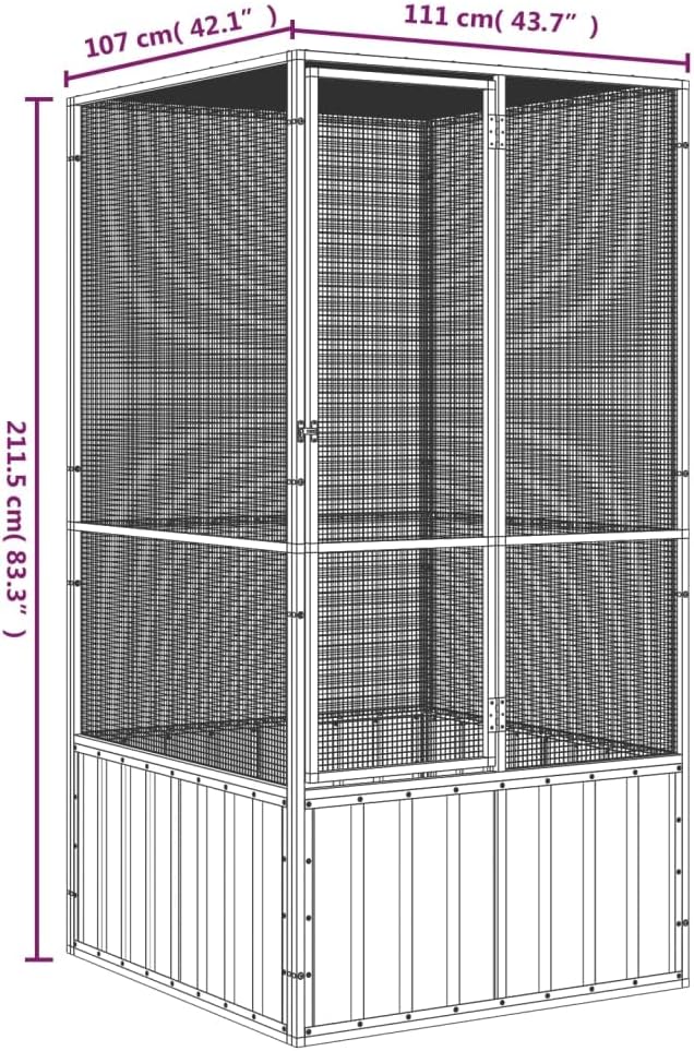 Tidyard Large Bird Cage, Galvanized Steel Outdoor Aviary with Secure Lock, 43.7 x 42.1 x 83.3 Inches Rectangular Metal Cage for Multiple Birds in Garden or Terrace