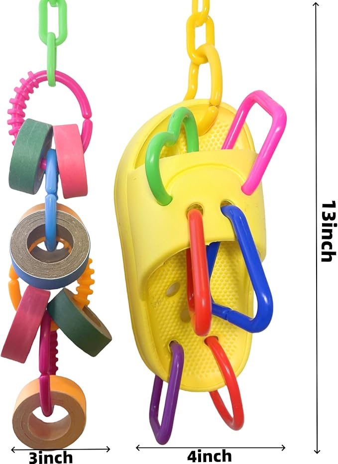 Bird Toys for Large & Medium Parrot Shredding Foraging Chewing Cardboard Bagles Hanging Toy 2PCS Bird Cage Accessories for Amazons Mini Macaws African Greys Cockatoos Eclectus Senegal Green