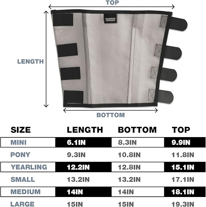 Harrison Howard Loose Fitting Fly Boots UV-Protective Extra Tough Mesh Ventilated Four Fasteners Stay-on Design Protect Horse Legs & Stomp-Reducing Set of 4 Original Grey Pony