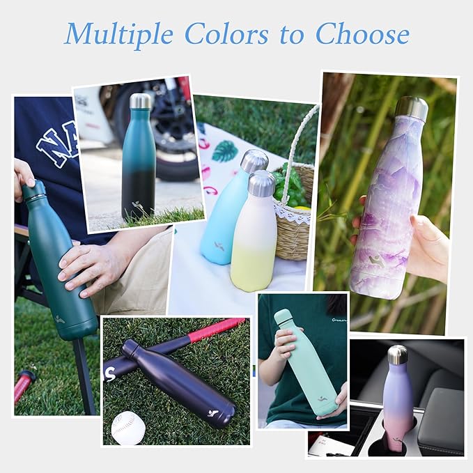 Insulated Water Bottles,17 oz Double Wall Stainless Steel Vacumm Metal Flask for Sports Travel,Lavender