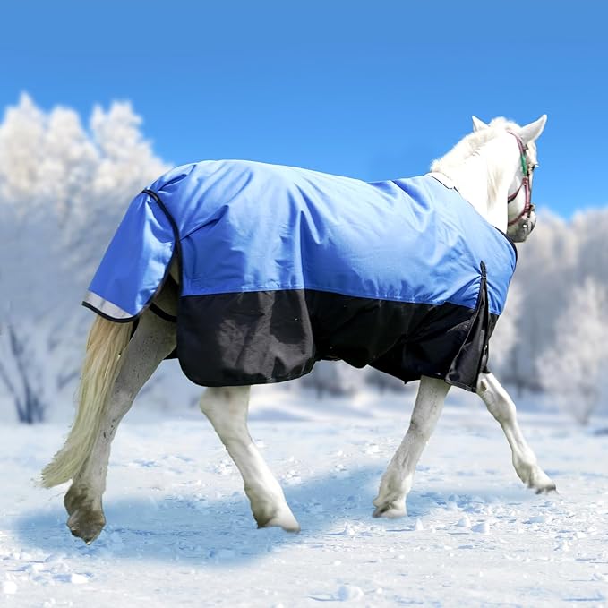 69” Winter Horse Blanket, 1200D Waterproof Poly Horse Turnout Blanket, Durable Tear-Resistant Thick Horse Blanket with Snuggit 220G Filling, Breathable Warmth Turnout Blankets for Horse
