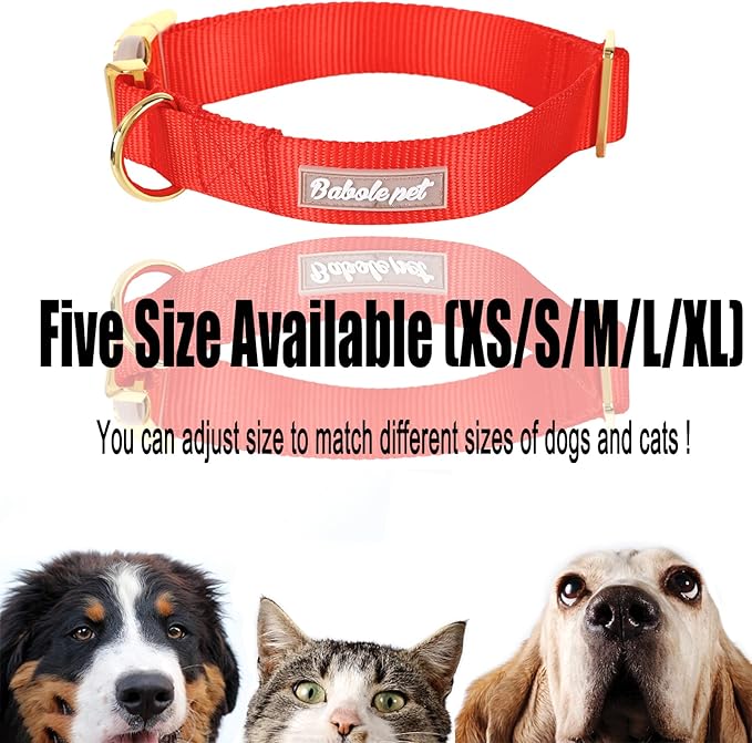 Nylon Dog Collar - Adjustable Red Soft Webbing Dog Collars for Small Medium Large Dogs Boy Girl Puppy Collar with Safety Metal Buckle M