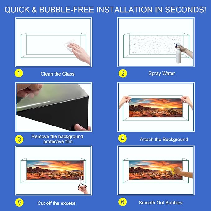 Aquarium Background & Terrarium Background – Ultra HD Static Cling, Tape-Free, Desert Sunset Design for Reptile Tank Decorations, Perfect for Bearded Dragon and Leopard Gecko Tanks 17.7 X 35.4 Inches
