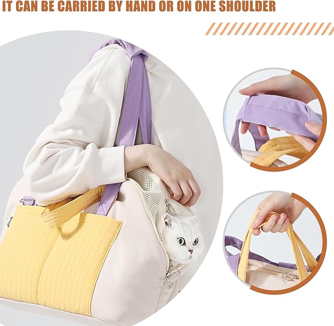 Small Dog Carrier Purse, Soft Fluffy Pet Carrier Tote Cat Carrier with Secure Harness Clip and Removable Pad, Woman Style Pet Travel Handbag(Green)