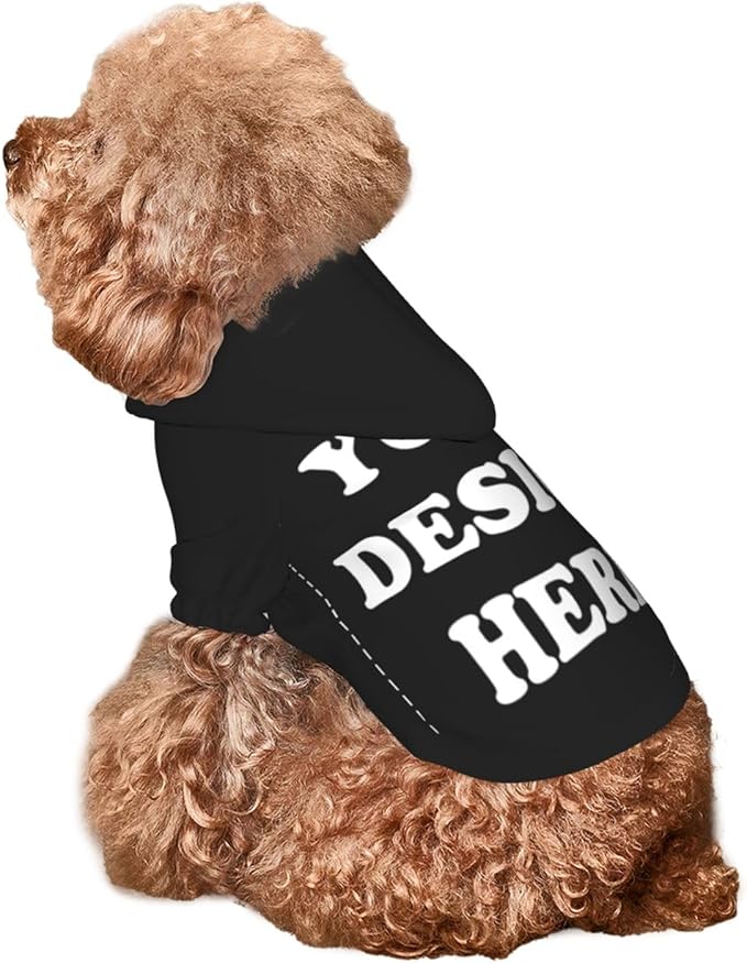 Dog Clothes, Custom Dog Hooded Sweatshirt, Personalized Pet Costume Robe Shirt with Text/Image/Club Name/Pet Shop Logo for Small Medium Large Dogs and Cats, Black, XS