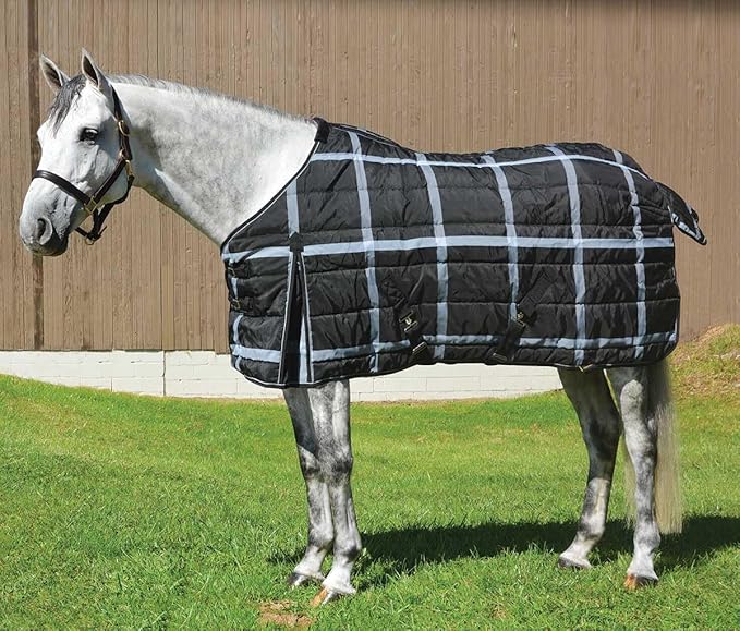 Country Pride Highland 1200D Lightweight Stable Blanket (64, BlackPlaid)