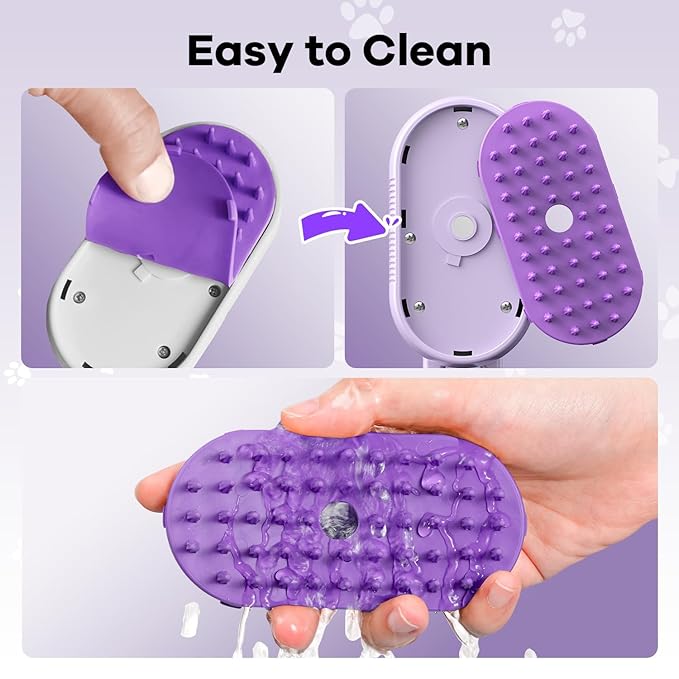 4 in 1 Cat Steam Brush Rechargeable pet spray comb Steam Brush for Cats and Dogs, Massage, Cleaning, Shedding & Combing Multifunctional Hair Removal Anti Static Grooming Tool for home (White)