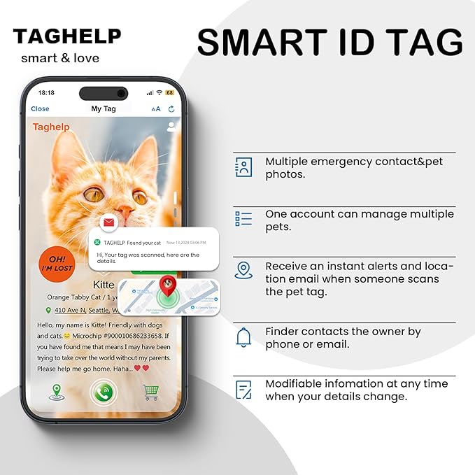 Upgraded Smart Cat Collar: Real-Time Scan Alerts & Shareable Pet Profile, Breakaway Safety Collar with QR Code ID Tag - Stars & Moon Design, No Monthly Fee (Black)