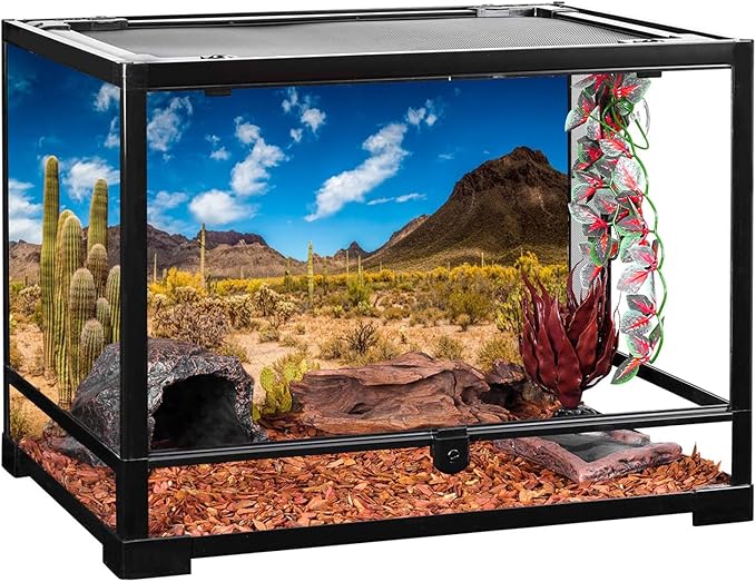 AWERT 30x18 inches Reptile Habitat Background Blue Sky Oasis Cactus Desert Terrarium Background Vinyl