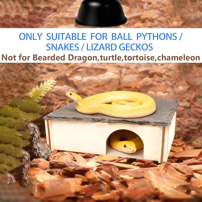Large Snake Hide with Slate Reptile Hide Box Ball Python Hide 15.7×11.8×4.3"(XL) Reptile Hides Snake Hides for Ball Pythons Leopard Geckos 100% Natural Stone & Wood Reinforced Packaging