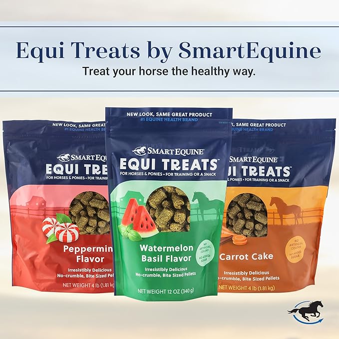 Uckele SmartEquine Equi Treats | Made with Timothy Grass & Sunflower Meal | High-Fiber Horse Treats | Low ESC & Starch | Bite-Sized | No Added Sugar | Cookies for Horses | 4 LB (4 LB, Cherry Vanilla)