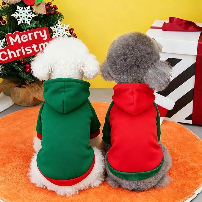 Custom Dog Hoodie, Personalized Sweatshirt with Photo Text Name Logo, Customized Hooded Sweater for Small Medium Large Dogs & Cats (Red + Green Border, Large)