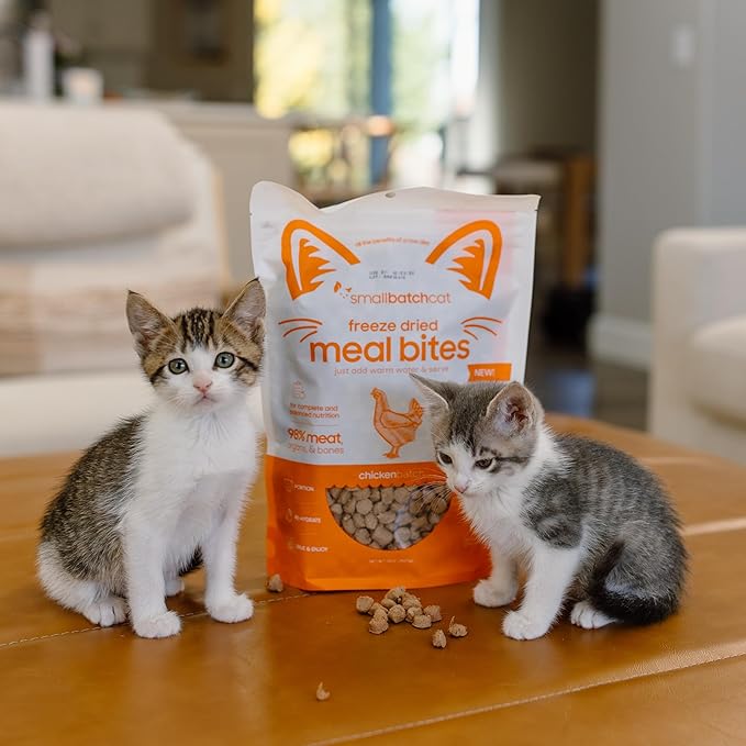 smallbatch Pets Freeze Dried Cat Treats, Raw Dry Cat Food Bites, Chicken Recipe, High Protein Food Topper or Training Treats for Cats, Humanely Sourced Meat, Made in The USA, Non GMO, 10 oz Bag