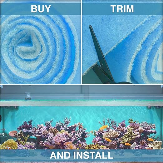 Big Kahuna Aquarium Filter Floss Rolls – 12-inch Pond and Aquarium Filter Media – 1-inch Thick Wet/Dry Aquarium Filter Pad – Bonded Filter Media Pad for Freshwater or Marine Aquariums, Ponds – 30ft