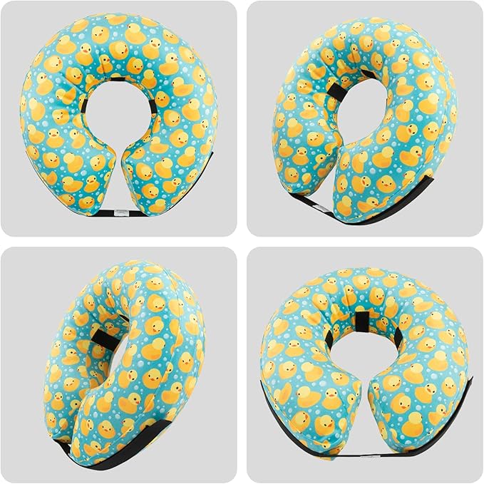 CuteBone Inflatable Dog Cone with Removable Soft Fleece Covers for Small/Medium/Large Dogs and Cats Neck Donut Collar After Surgery GWB04L