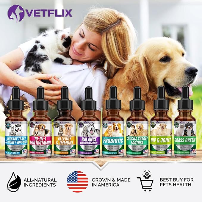 Pet Adrenal Support for Dogs & Cats - Made in USA - Cushings Treatment for Dogs - Cat & Dog Supplement for Kidney Support - 2 Fl Oz