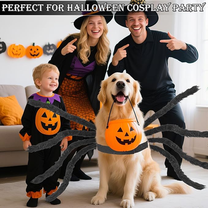 Dogs Halloween Spider Costume for Small Medium Large Dogs, Scary Spider Cosplay Apparel for Pets Cats Dogs Funny Halloween Outfits Clothes