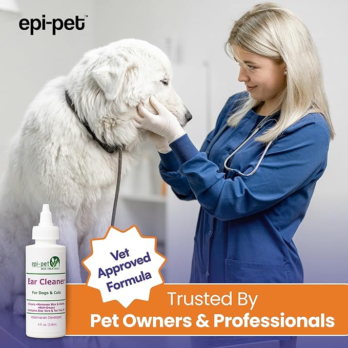 Dog & Cat Ear Cleaner Solution with Aloe Vera & Tea Tree Oil – Removes Itchy Ear Wax, Debris, Odor – Ears Wash, Drops & Flush for Pets, Dog Ears Cleaning, Cat Cleaner (4 oz- Pack of 3)