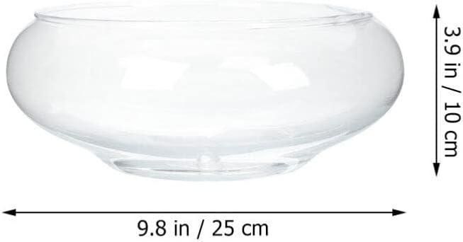 Glass Terrarium Bowl: 9.8" Diameter Round Betta Fish Tank & Hydroponic Planter - 7.87" Wide Mouth Glass Vase for Air Plants, Succulent Centerpiece, Wedding Table Decor