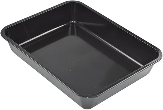 OMEM Reptile Drinking Tray - Large Water Dish Plastics Plate for Turtles, Small Reptiles, Ball Pythons, Lizards, and Snake Cages Bowl (L=35.4 x 5.3 x 26.3cm, Black)