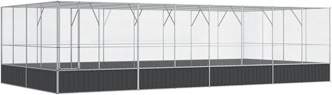 Large Bird Aviary with Extension, Outdoor Galvanized Steel Bird Cage, Galvanized Steel Outdoor Bird Aviary, Mesh Fence Bird House for Small Animals, 327.6"x163"x83.5"