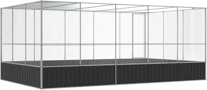 Large Bird Aviary with Extension, Outdoor Galvanized Steel Bird Cage, Galvanized Steel Outdoor Bird Aviary, Mesh Fence Bird House for Small Animals, 203.9"x120.9"x83.5"