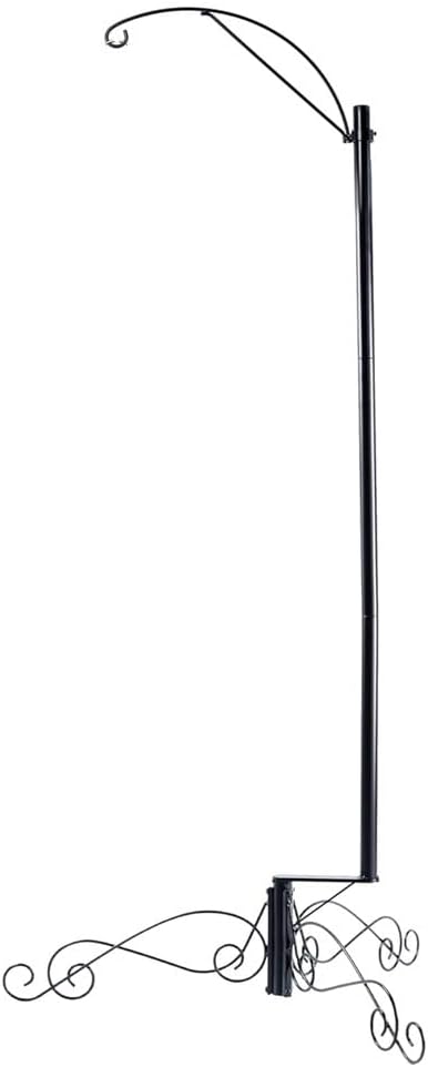 HOHIYA 61″ Heavy Duty Shepherd Hook Bird Feeder and Cage Stand for Garden Patio Backyard Solar Light Hook and Hanging Cages Compatible Black Powder Coated Weather-Resistant