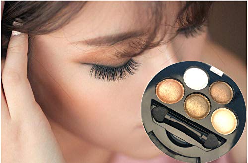 Mallofusa 5 Colors Eye Shadow Palette Powder Metallic Shimmer Eyeshadow Palette (Golden Frenzy) 4.7oz