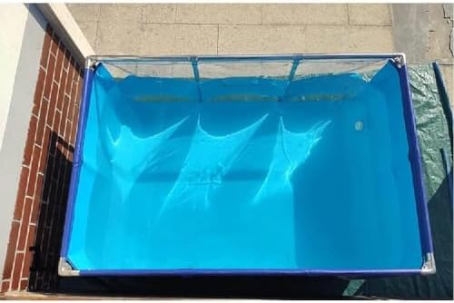 Flexible PVC Fish Breeding Tank with Steel Frame - 50x40x30cm Aquatic Pet Pool, Clear Viewing Window, Easy Assembly, Ideal for Backyard Ponds and Fish Care.