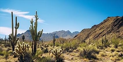 Reptile Habitat Background, Retro Desert Oasis Cactus Terrarium Background 24X16 in Background with 8 EVA Double-Sided Tape