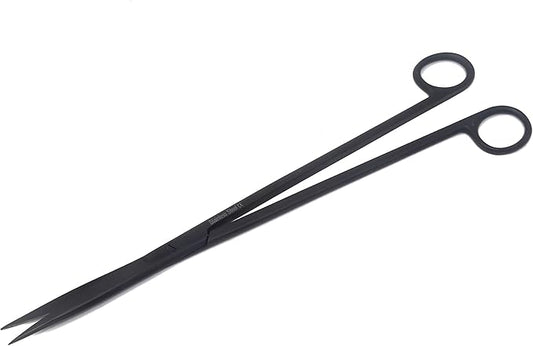 A2Z-Aquascaping Maintenance Tools Accessories,Anti-Rust Stainless Steel Tweezers Scissors Spatula for Aquarium Tank Clean, Fish Tank, Bonsai, Algae Scrapers (12" Scissors - Straight - Black)