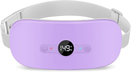 NOWWISH Heating Pad for Period Cramps Pain Relief, Portable Electric Cordless Menstrual Heating Pad Rechargeable with 6 Heat Levels and 6 Massage Modes, College Dorm Room Essentials for Girls, Purple