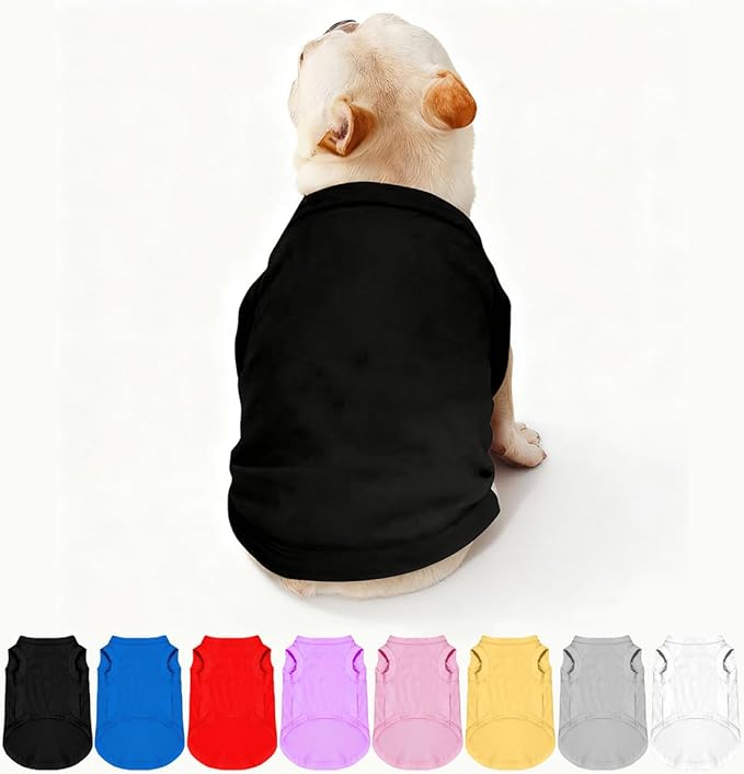 Customized Dog Shirt Custom Pet Clothes T Shirts for Small to Large Dogs Design Image Logo Text Outfits for Puppy Cat Personalized Breathable Sleeveless Pullover All-Black, XS