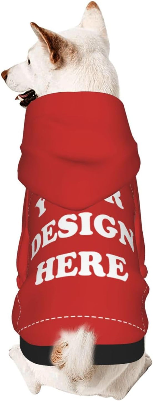 Dog Costume, Custom Dog Hoodie, Dog Name Costume Holiday Pet Pajamas Outfit, Personalized Pet Coat Costumes for Small Medium Large Dogs and Cats for Winter, Red, XL