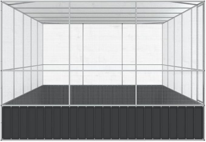 Large Metal Heavy Duty Walk-in Aviary Cage with Extension, Ample Activity Space Bird Cage with Lockable Door Also for Chickens and Rabbits, Silver 203.9"x120.9"x83.5" Steel,-524