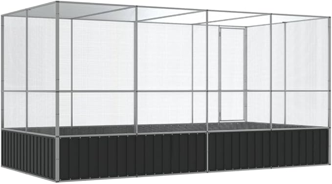 Steel Aviary with Extension, Large Bird Cage with Lockable Door, Aviary Spacious and Versatile Cage Ideal for Parakeets, Parrots, Lovebirds, Cockatiels, Pigeons, 164.6"x81.5"x83.5",-281