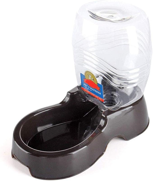 Flexzion Automatic Gravity Pet Waterer for Cat & Dog - Non-Skid & Easy-Clean Auto Replenish Water Dispenser Drinking Bowl (1/4 Gallon/ 900ml), Black
