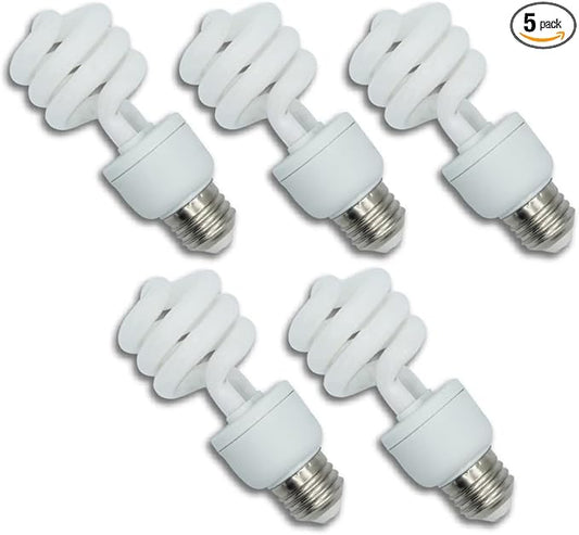 lumenivo 15 Watt UVB Reptile Light 5.0 15W Spiral Reptile Heat Terrarium Light Bulbs for Turtles, Gecko, Tortoise, Snake, Lizard, Chameleons, and Insects - 120V - 5 Pack