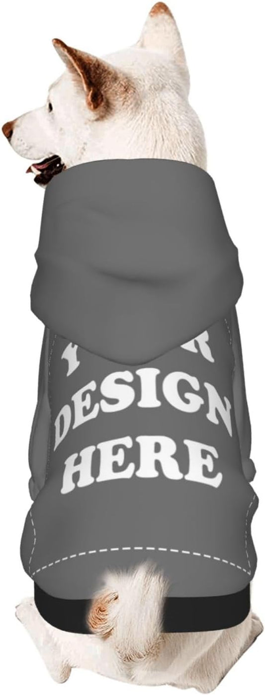 Personalized Dog Hoodie, Custom Dog Costumes for Small Dogs, Holiday Happy Dog Clothes Football Pet Shirt Sweater with Name Number for Girl/Boy Cats/Kitten, Darkgrey, L
