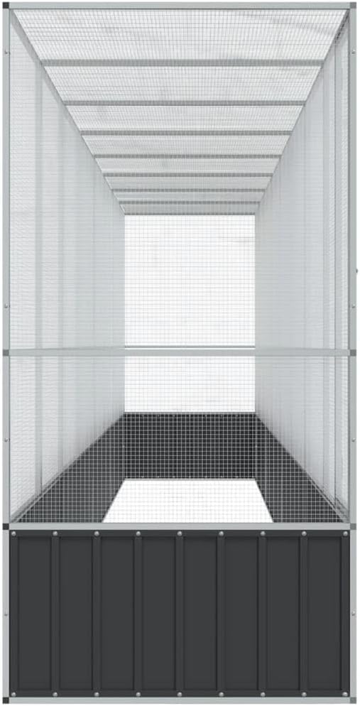 Large Metal Heavy Duty Walk-in Aviary Cage with Extension, Ample Activity Space Bird Cage with Lockable Door Also for Chickens and Rabbits, Silver 328.5"x42.1"x83.5" Steel,-409